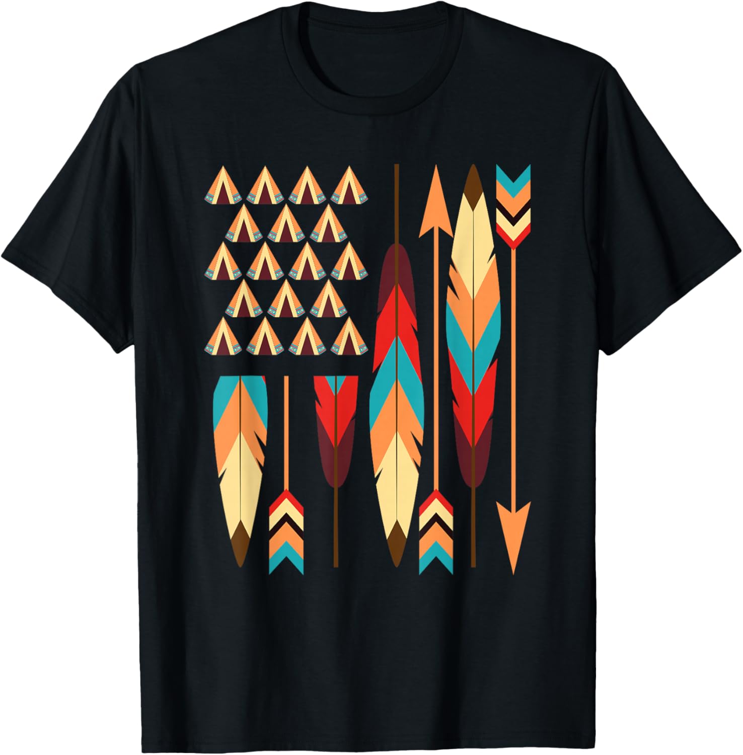 Native American Pride USA Flag T-Shirt - T-Shirt | Black