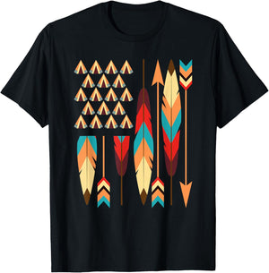 Native American Pride USA Flag T-Shirt - T-Shirt | Black