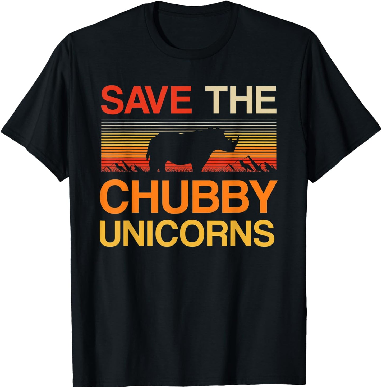 Novelty Save The Chubby Unicorn T-Shirt - T-Shirt | Black