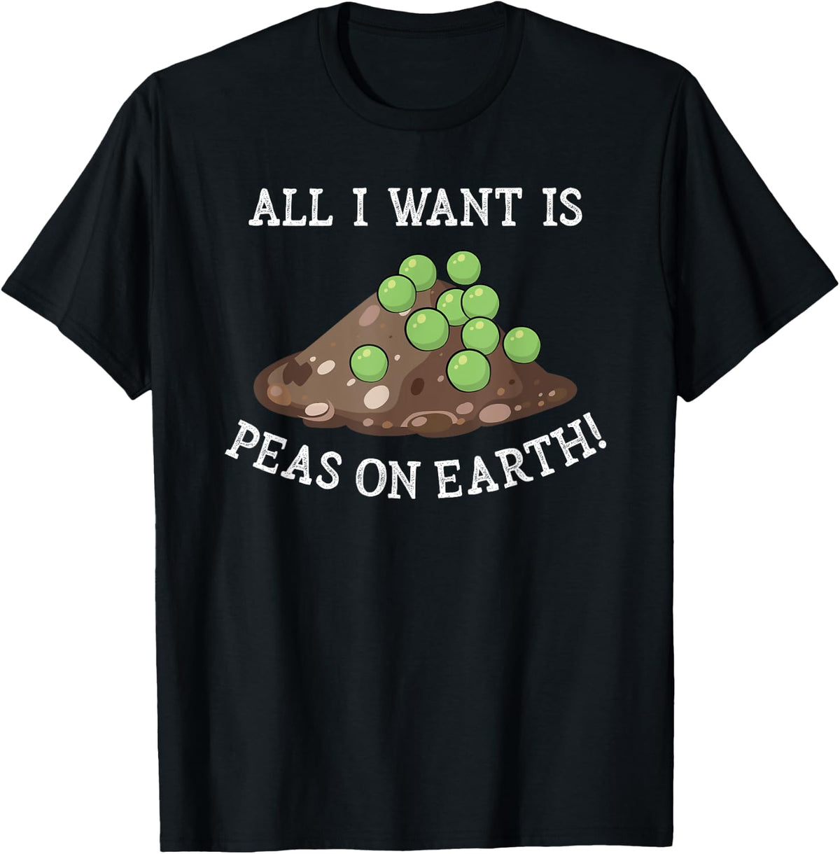 Peas on Earth cute Peace on Earth funny Earth Day design gag T-Shirt - T-Shirt | Black
