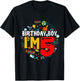 Kids Birthday Boy I'm 5 Years Old Gifts Toddler 5th Birthday T-Shirt - T-Shirt | Black