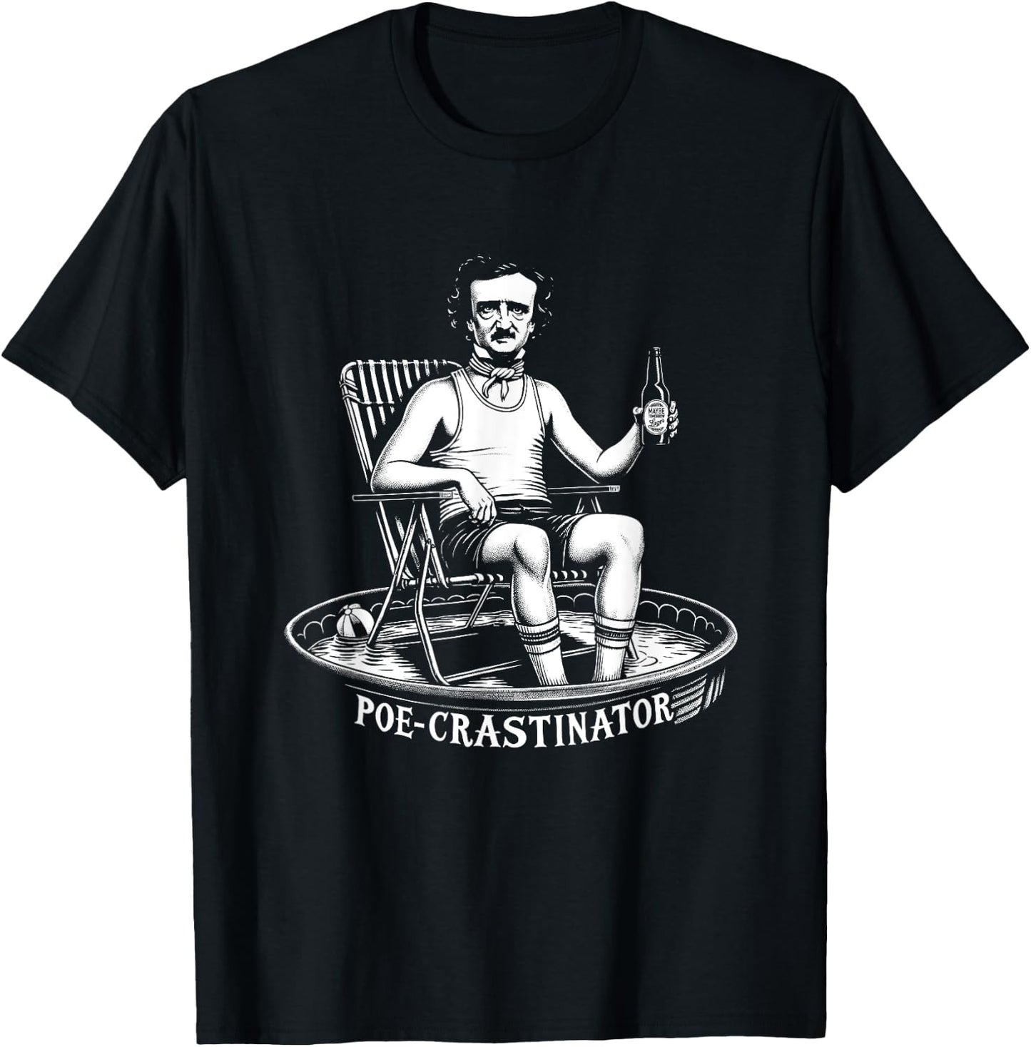 Edgar Allan Poe Funny Poe-crastinator T-Shirt - T-Shirt | Black