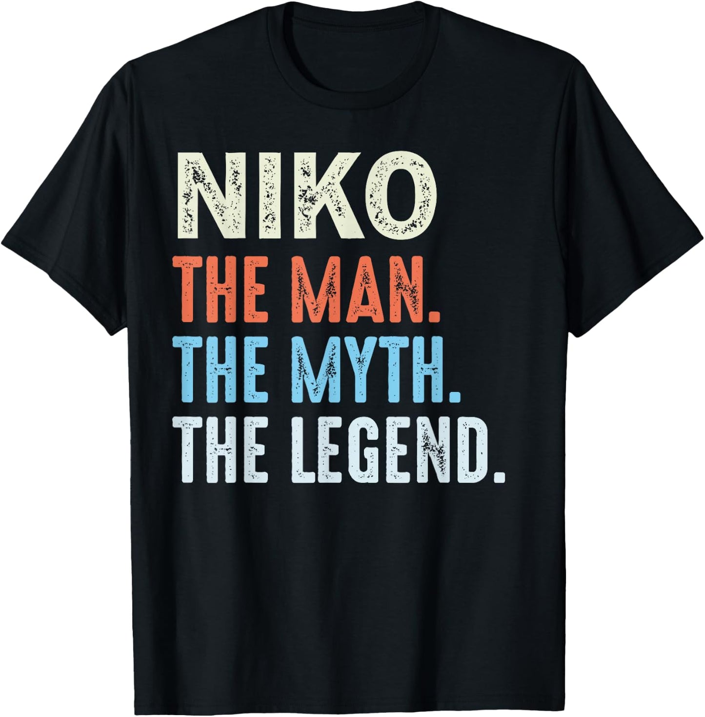 LUXETHREADS Men's Niko The Legend Name Personalized Cute Idea Men Vintage Niko , Small, Black T-Shirt - T-Shirt | Black