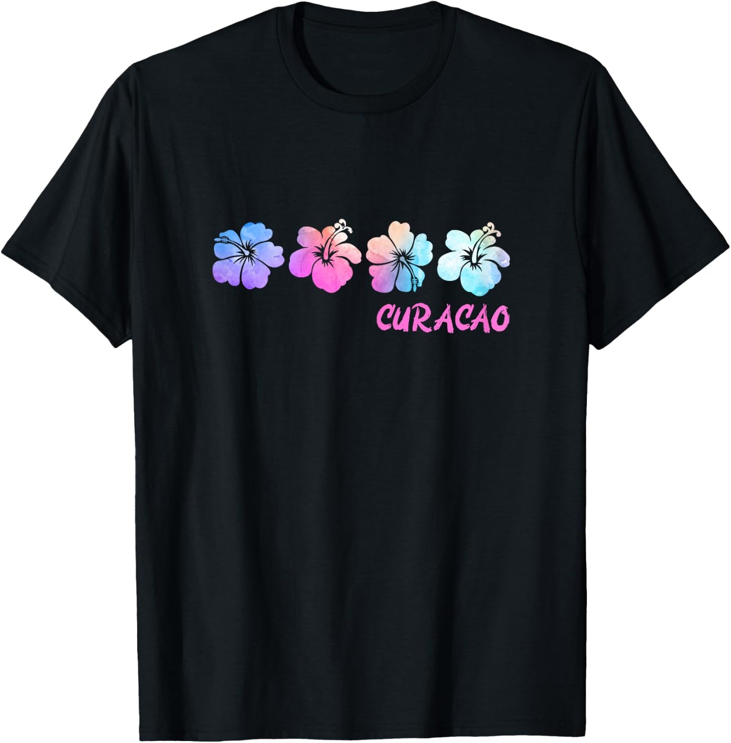 Curacao Beach Vacation Hibiscus Tropical Flowers T-Shirt - T-Shirt | Black