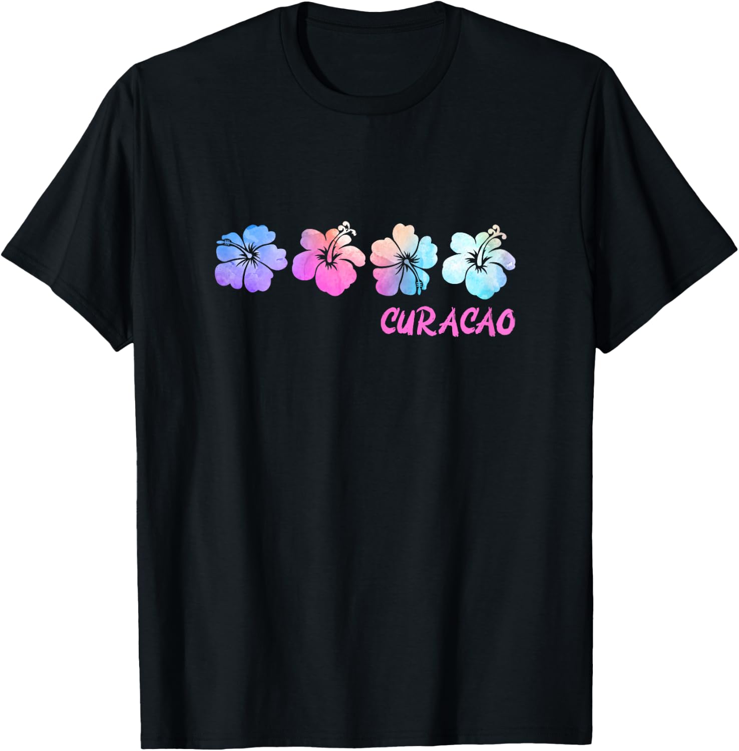 Curacao Beach Vacation Hibiscus Tropical Flowers T-Shirt - T-Shirt | Black