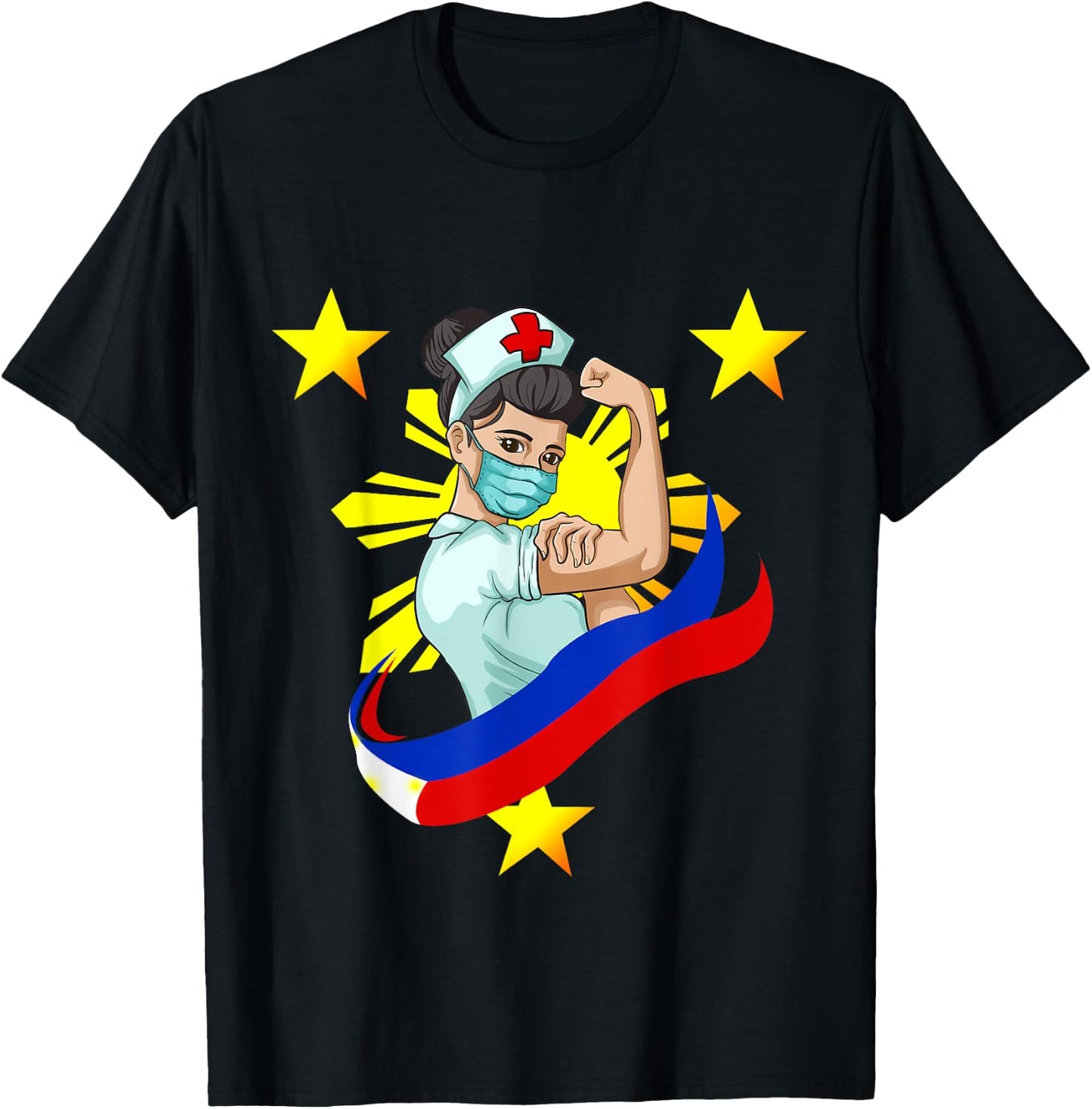 Nurse Nursing Philippines Filipino Girl Flag Filipina T-Shirt - T-Shirt | Black