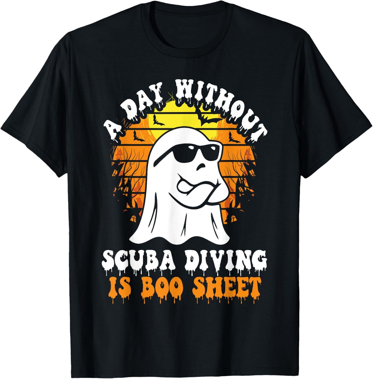A Day Without Scuba Diving Is Boo Sheet Funny Halloween T-Shirt - T-Shirt | Black