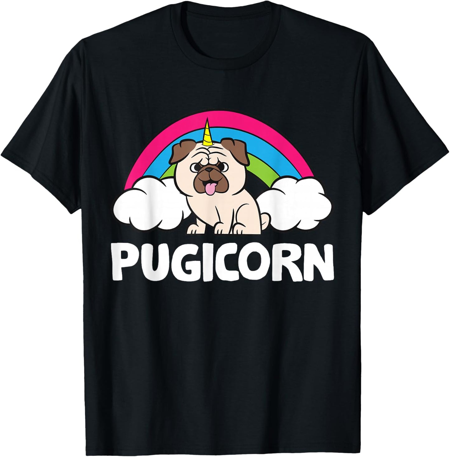 Pugicorn Funny Unicorn Pug Dog T-Shirt - T-Shirt | Black