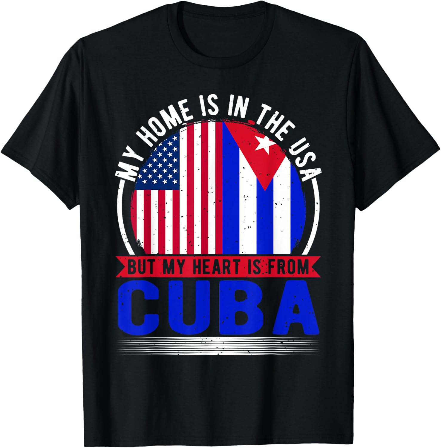US Flag, USA & Cuba Roots, Cuban Flag T-Shirt - T-Shirt | Black