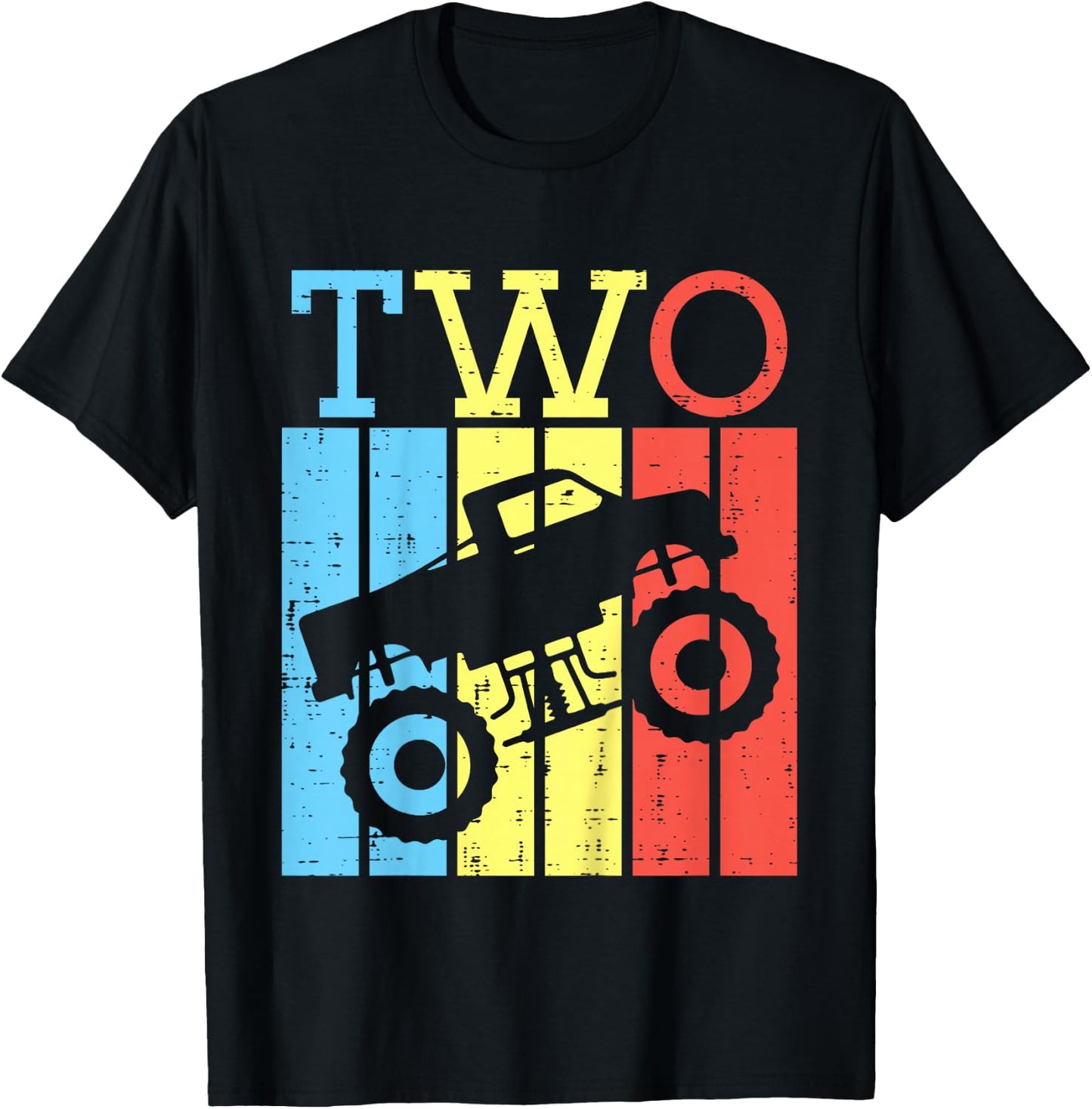 Kids 2nd Birthday Monster Truck Two 2 Year Old Bday Boys Kids T-Shirt - T-Shirt | Black