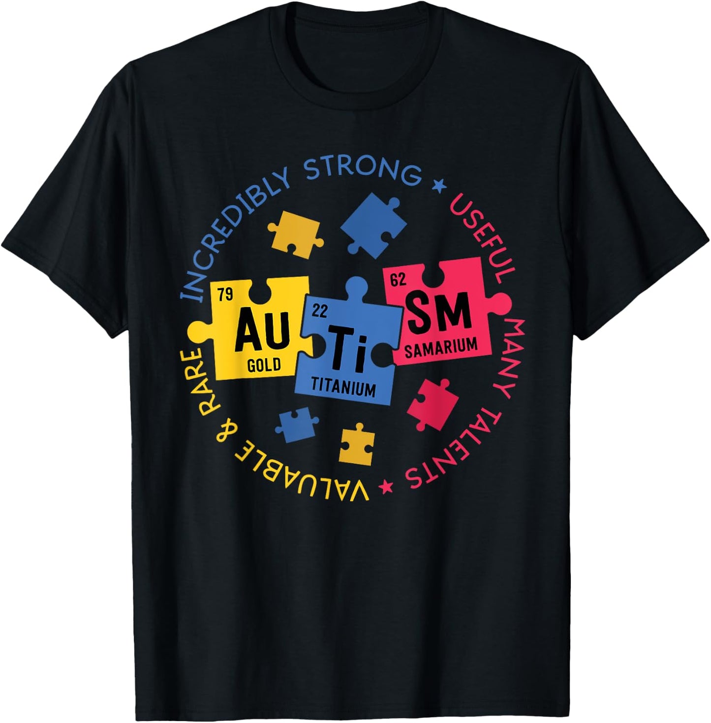 Autism Awareness Shirt Periodic Puzzle Science Teacher Gift Men Women Kids T-Shirt - T-Shirt | Black