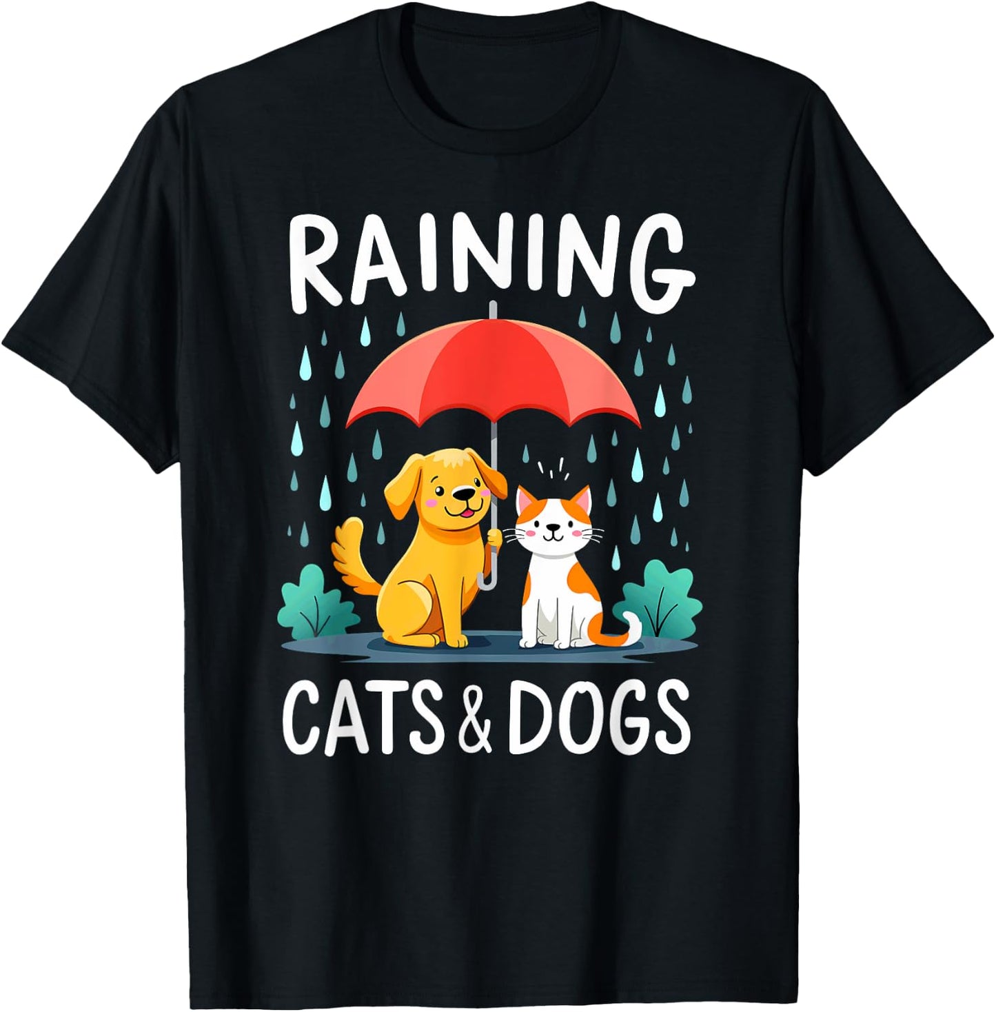 English Teacher Idiom Raining Cats And Dogs T-Shirt - T-Shirt | Black
