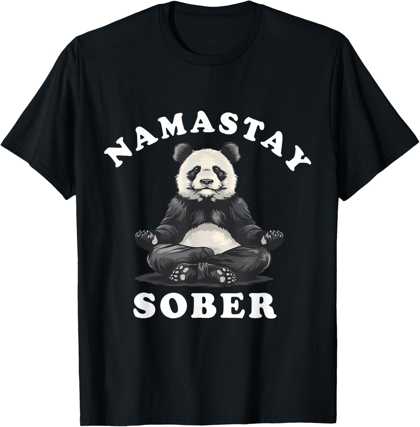 Namastay Sober Bear NA AA Alcoholics Anonymous Buddha T-Shirt - T-Shirt | Black