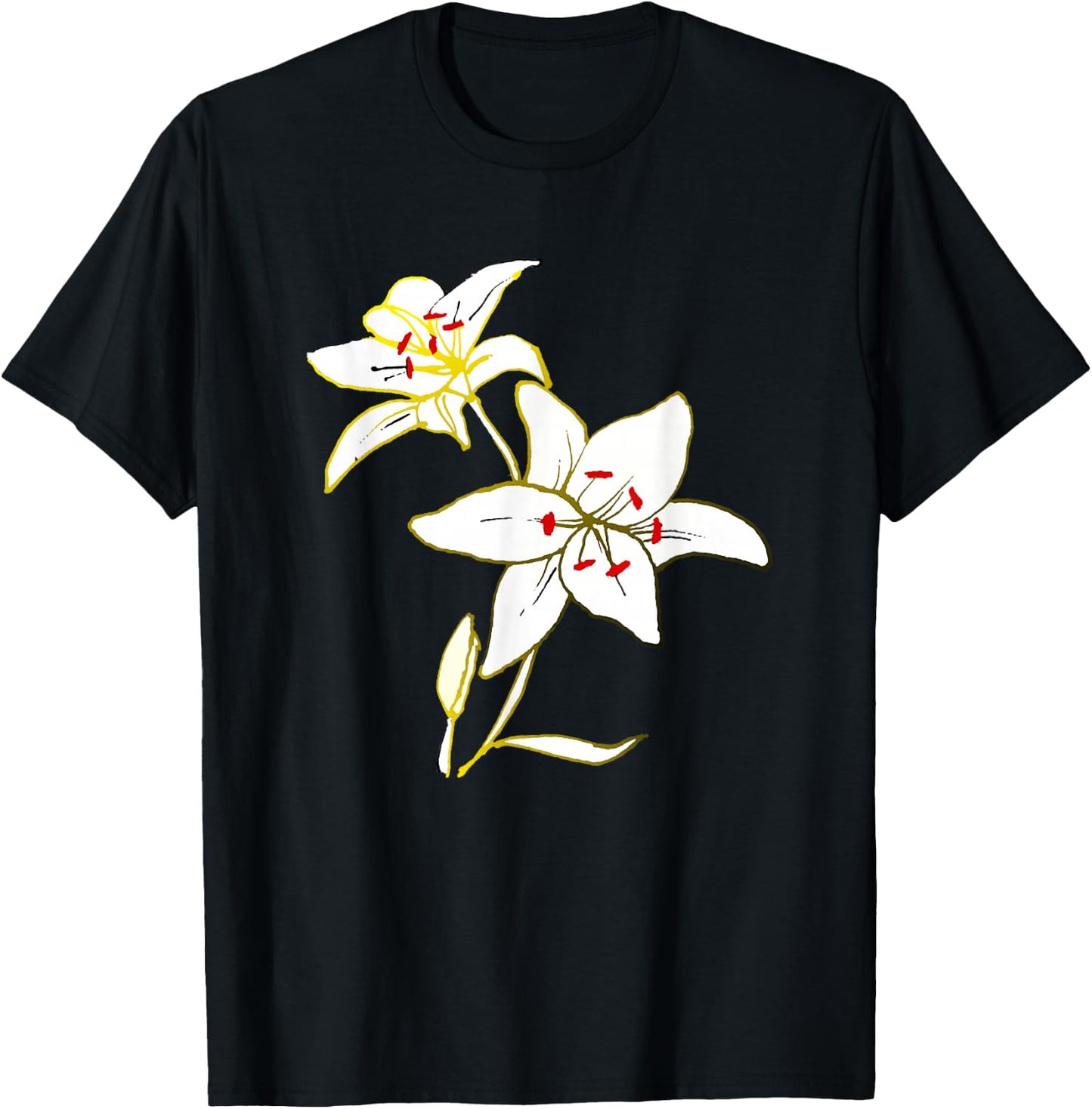 White lily flower petals blooming artistic flower lover T-Shirt - T-Shirt | Black
