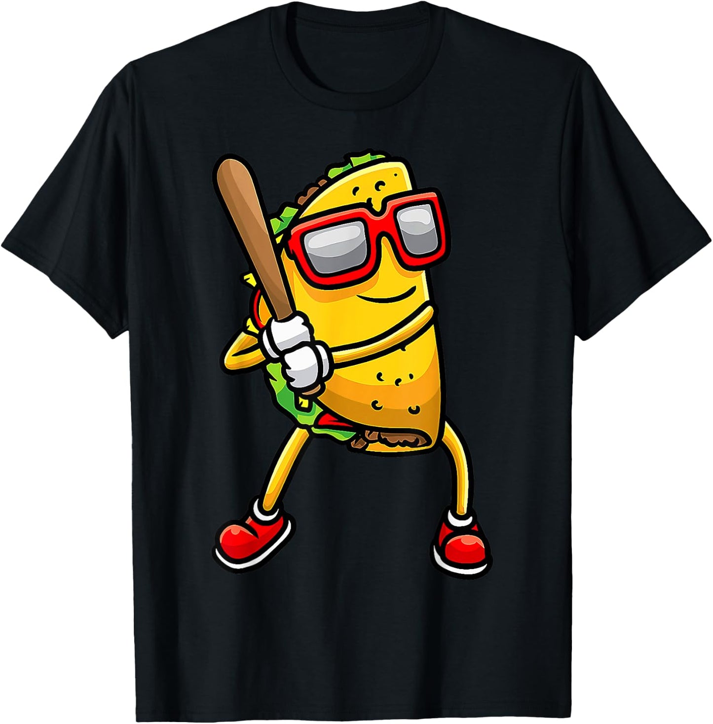 Taco Playing Baseball Mexican Cinco De Mayo Kids Men T-Shirt - T-Shirt | Black