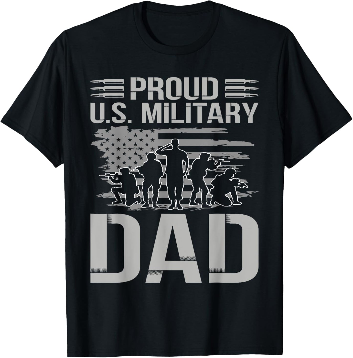 Proud U.s. Military Dad Father's Day For Dad Grandpa Veteran T-Shirt - T-Shirt | Black