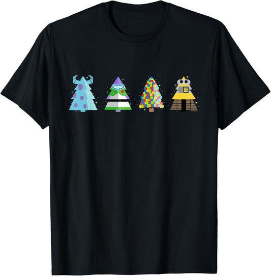 Disney and Pixar Holiday Character Christmas Trees T-Shirt - T-Shirt | Black
