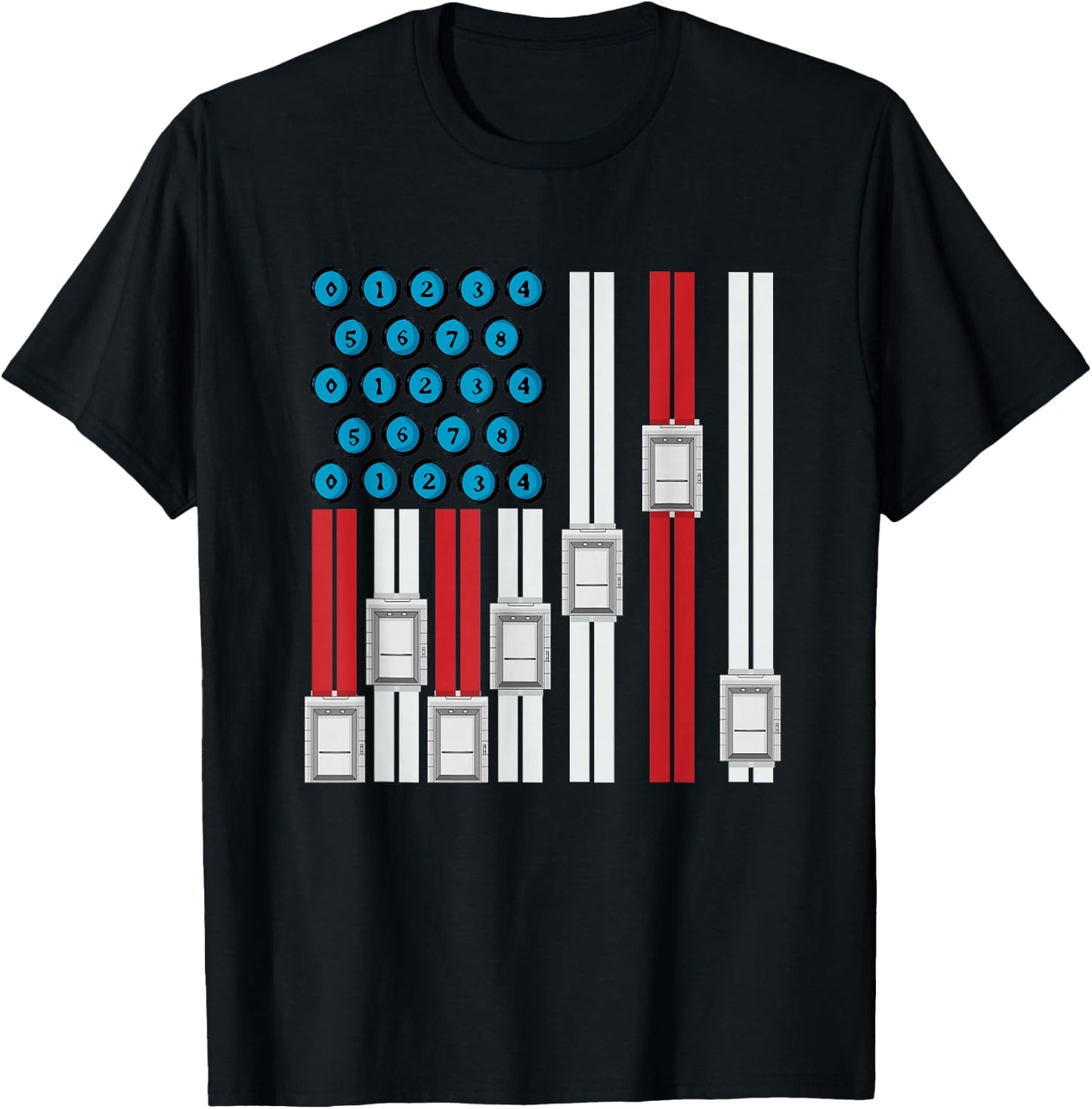 4th Of July Elevator Mechanic Engineer USA Elevator T-Shirt - T-Shirt | Black