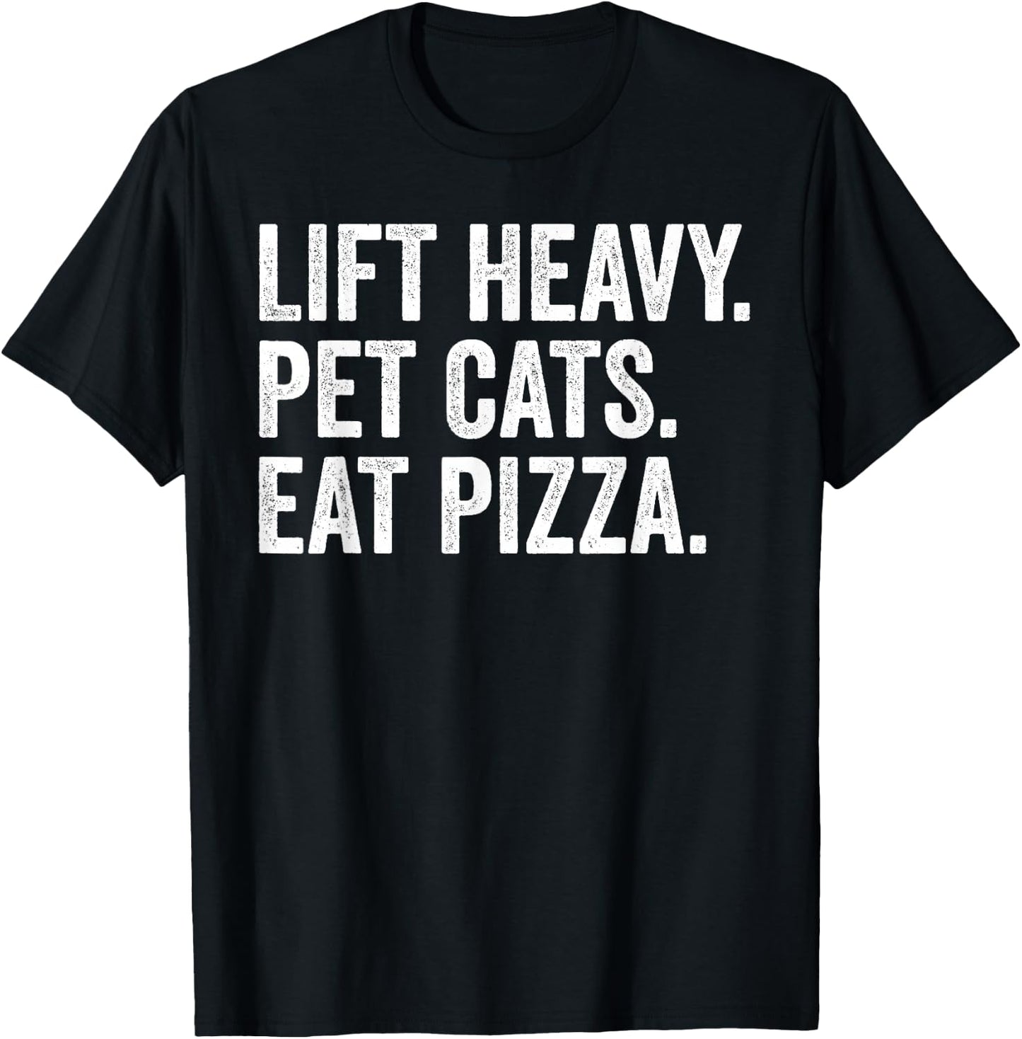 Lift Heavy Pet Cats Eat Pizza Gym Workout Weight Lifter T-Shirt - T-Shirt | Black