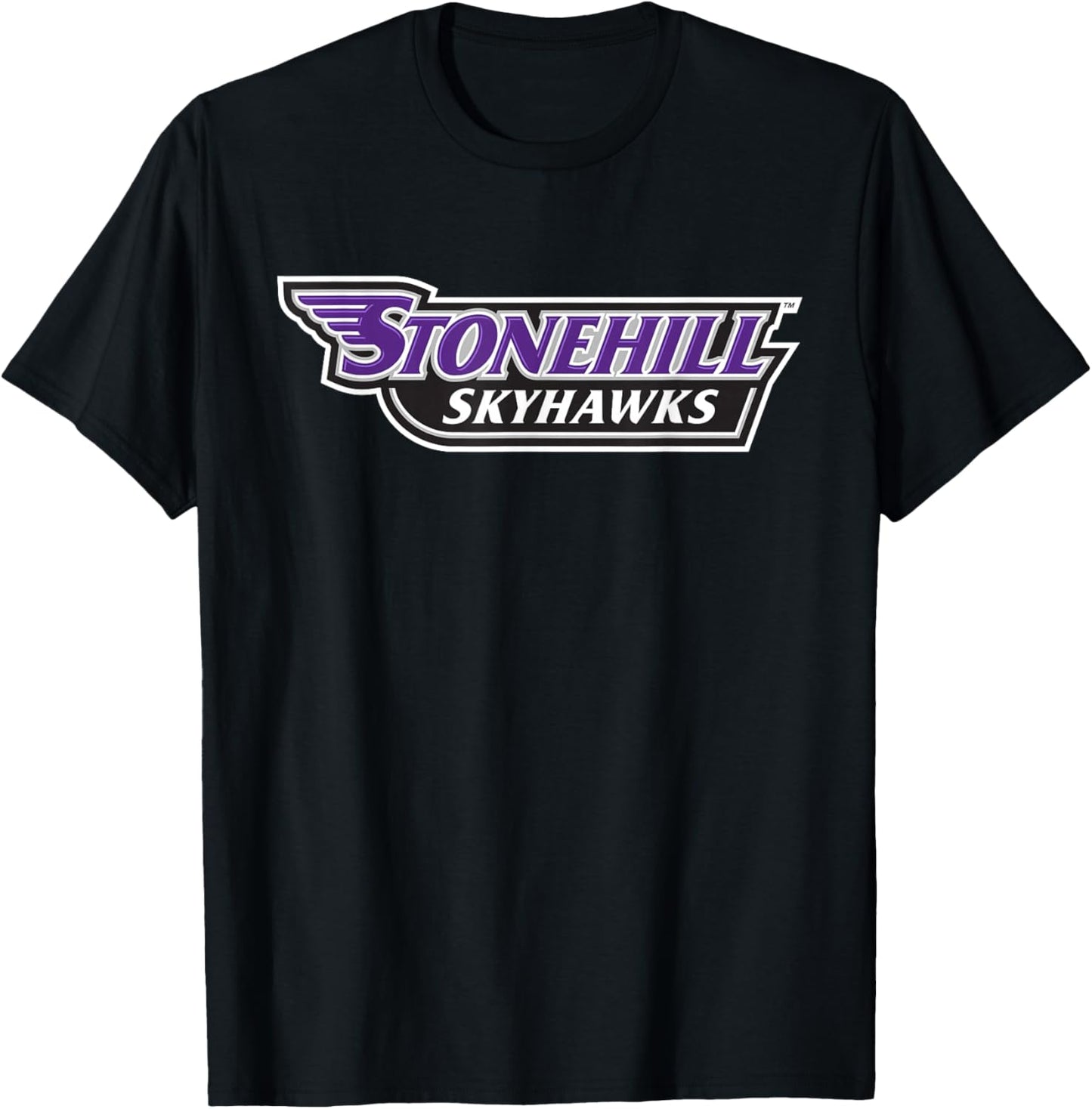 Stonehill College Skyhawks Text Logo T-Shirt - T-Shirt | Black