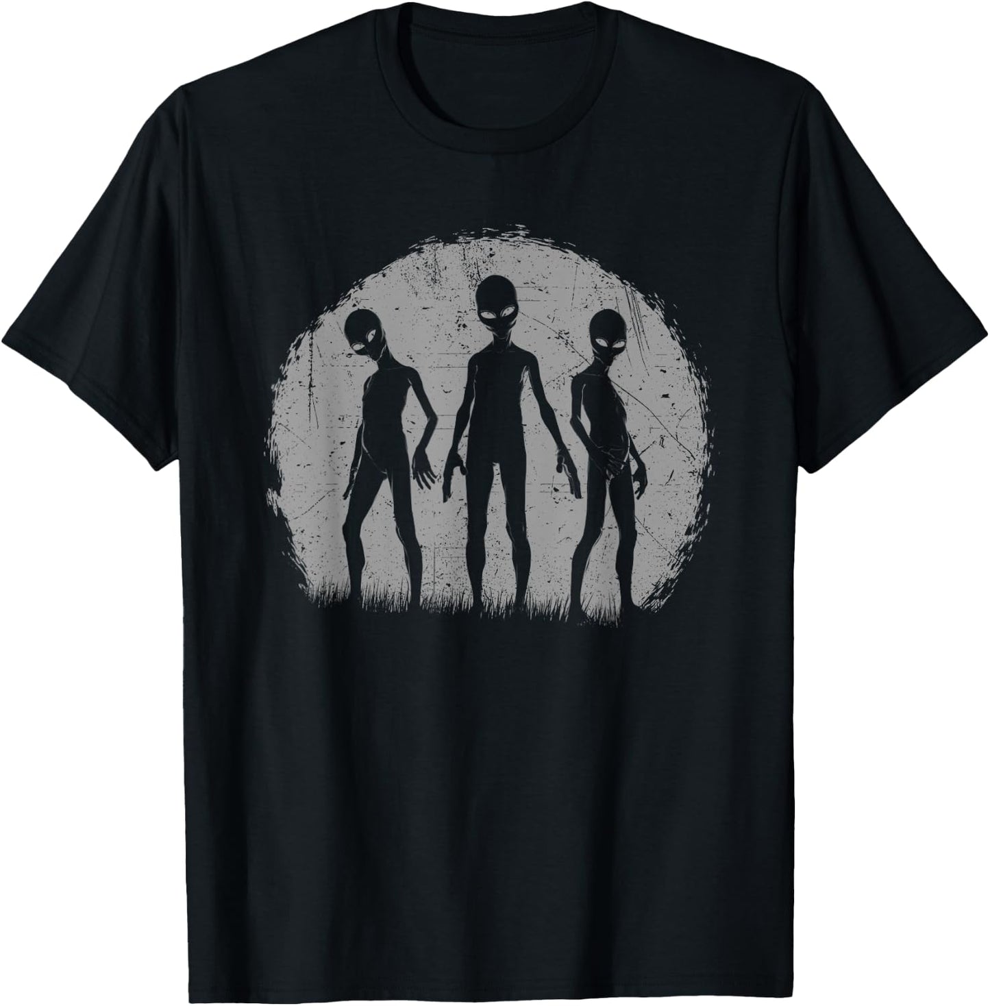 Grey Alien Trio Zeta Reticuli UFO Abduction T-Shirt - T-Shirt | Black