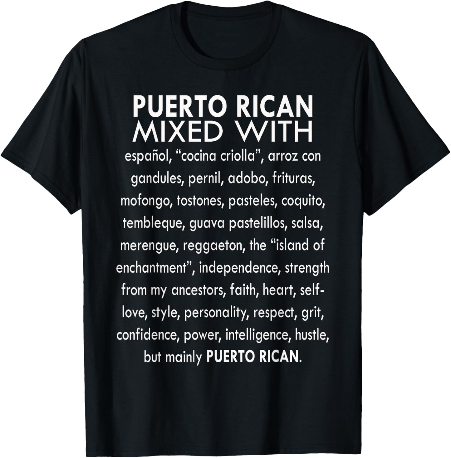 Funny Puerto Rican Mixed With Sarcasm Humor Saying Quote T-Shirt - T-Shirt | Black