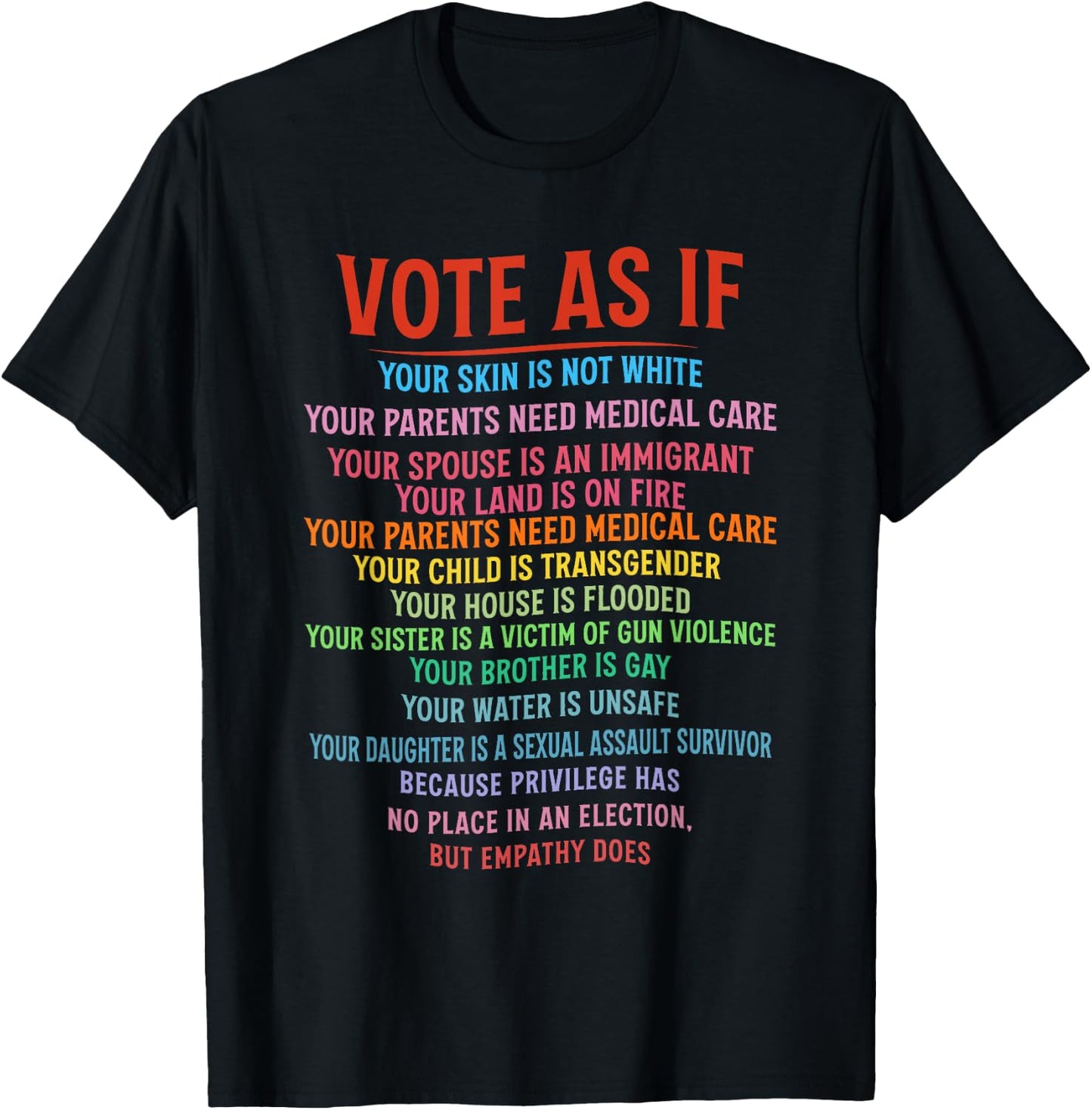 Vote As If Your Skin Is Not White Human's Rights President T-Shirt - T-Shirt | Black