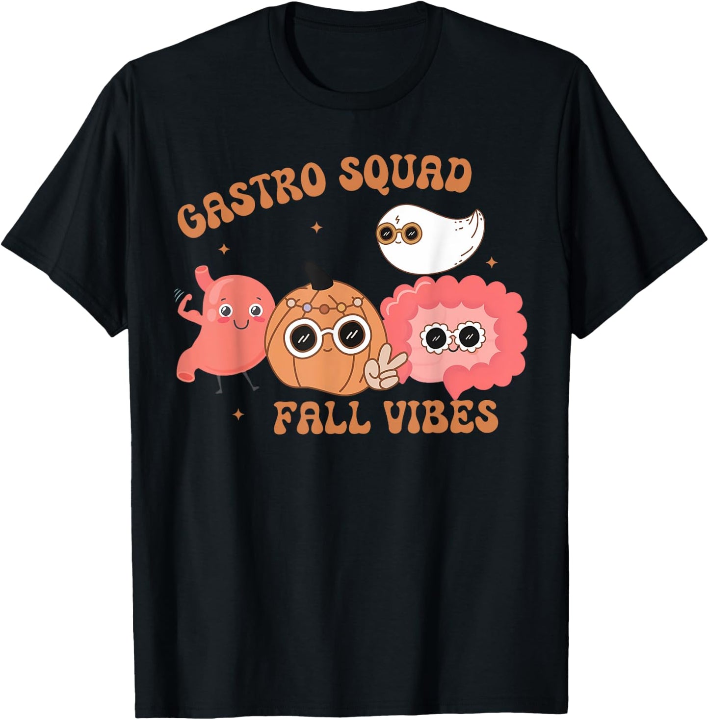 Fall Vibes Gastro Squad Ghost Halloween Spooky Endoscopy T-Shirt - T-Shirt | Black