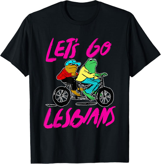 Let's Go Lesbians Frog Howdy Lesbian Design T-Shirt - T-Shirt | Black