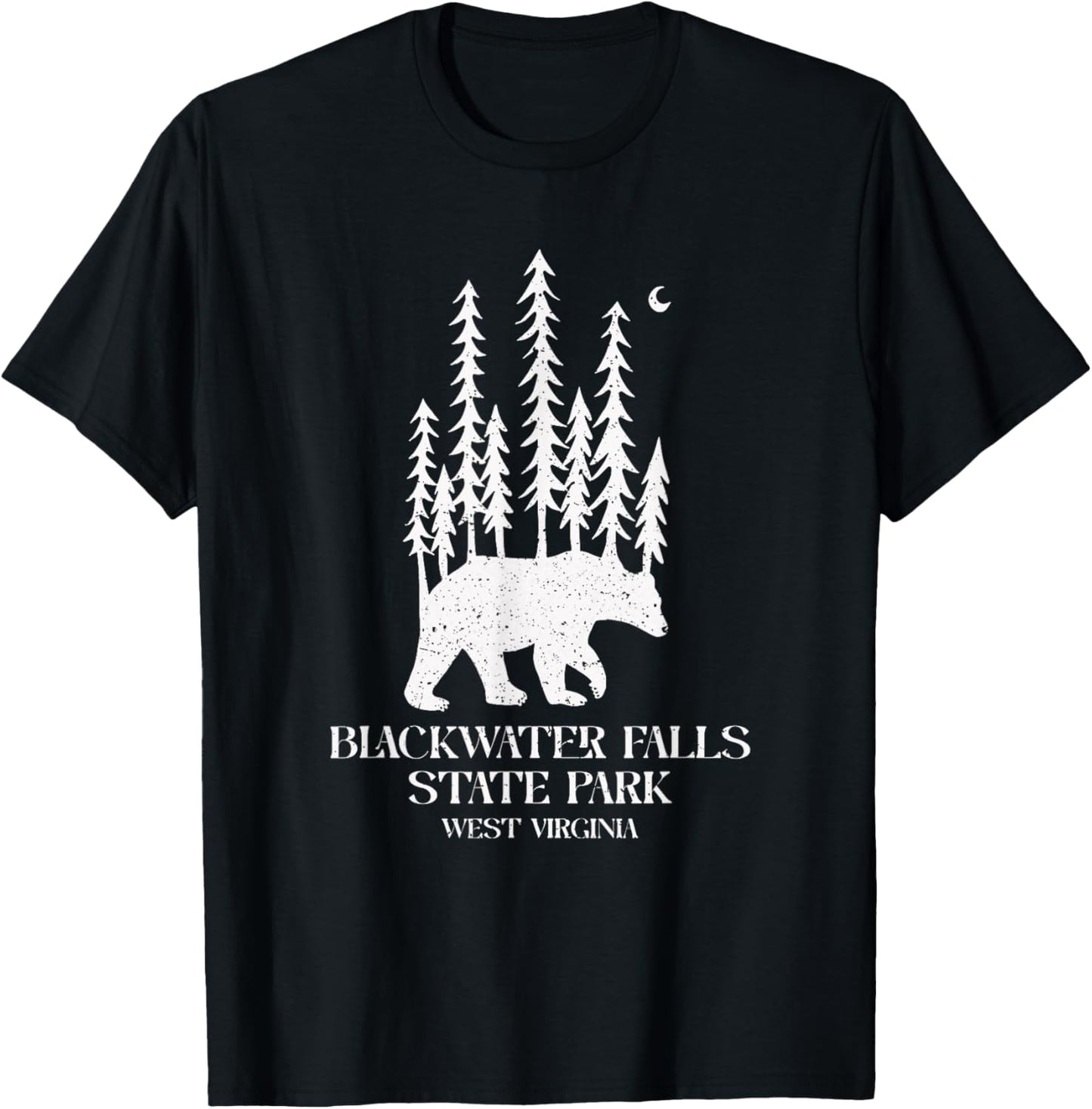 Pine Trees On A Bear Vintage Blackwater Falls West Virginia T-Shirt - T-Shirt | Black