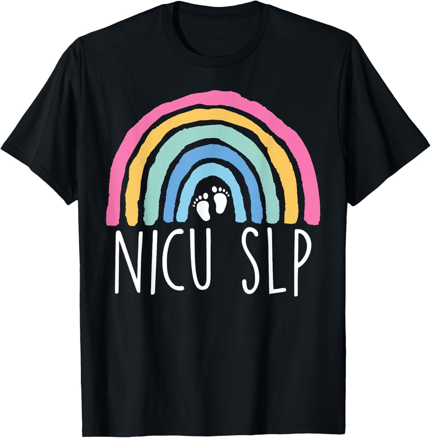Retro Rainbow Nicu SLP Nurse Speech Language Pathology Nicu T-Shirt - T-Shirt | Black