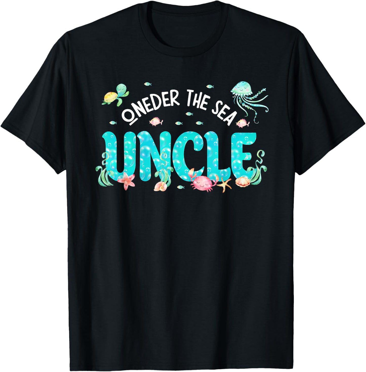 Under Sea Uncle Birthday Girl Boy Matching Family Party T-Shirt - T-Shirt | Black
