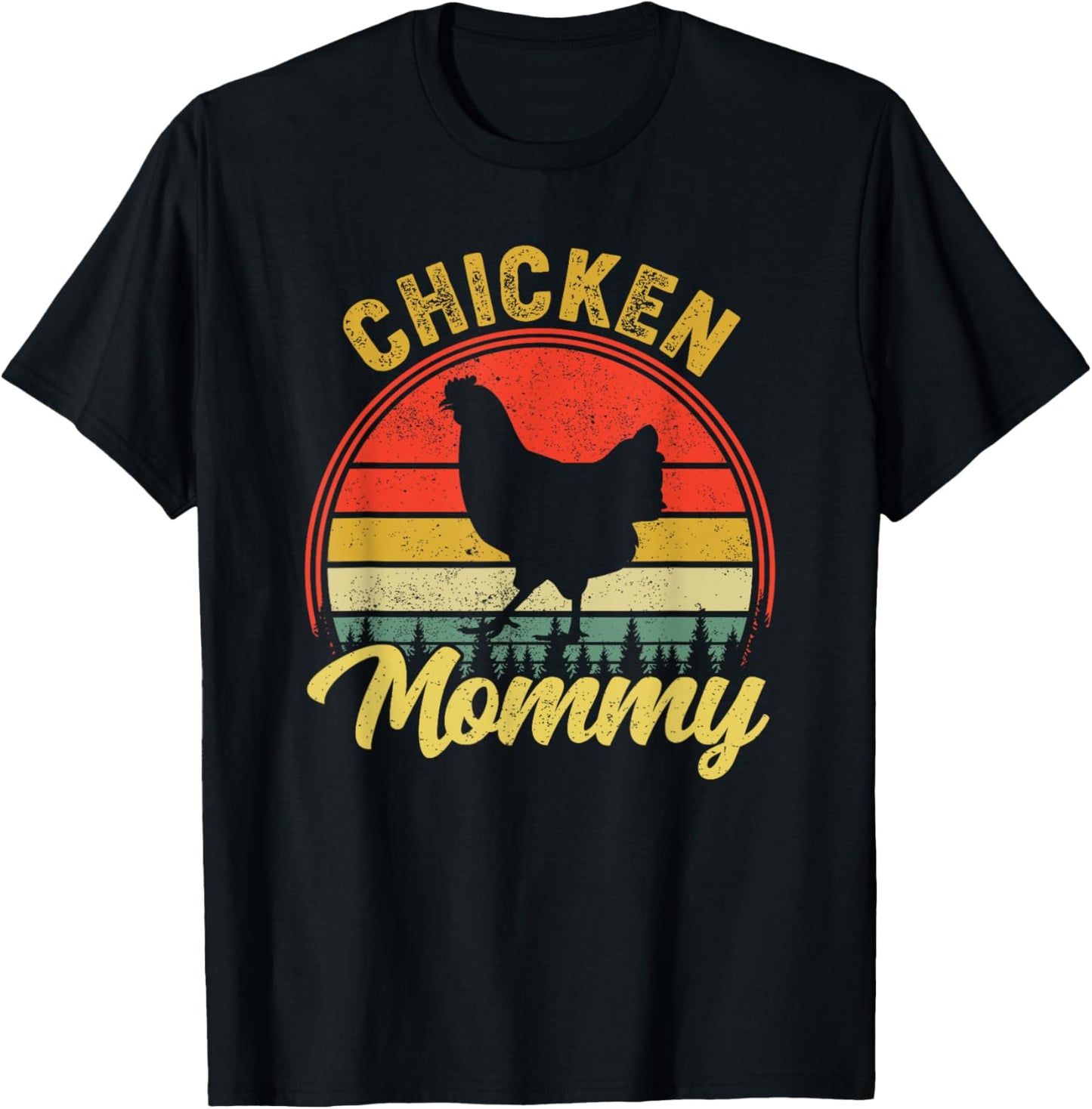 Chicken Mommy Retro 70s 80s Funny Chicken Mom Mothers Day T-Shirt - T-Shirt | Black