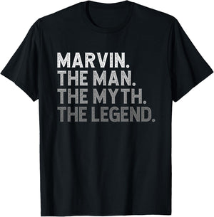 First Name Marvin The Man Myth Legend Personalized Funny T-Shirt - T-Shirt | Black