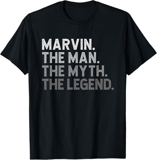 First Name Marvin The Man Myth Legend Personalized Funny T-Shirt - T-Shirt | Black