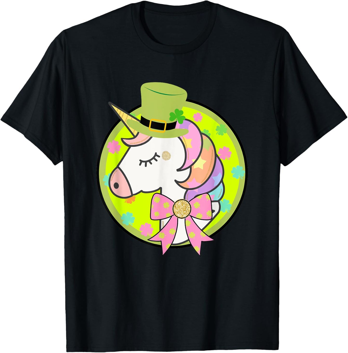 St. Patricks Day Magical Unicorn Shrit T-Shirt - T-Shirt | Black
