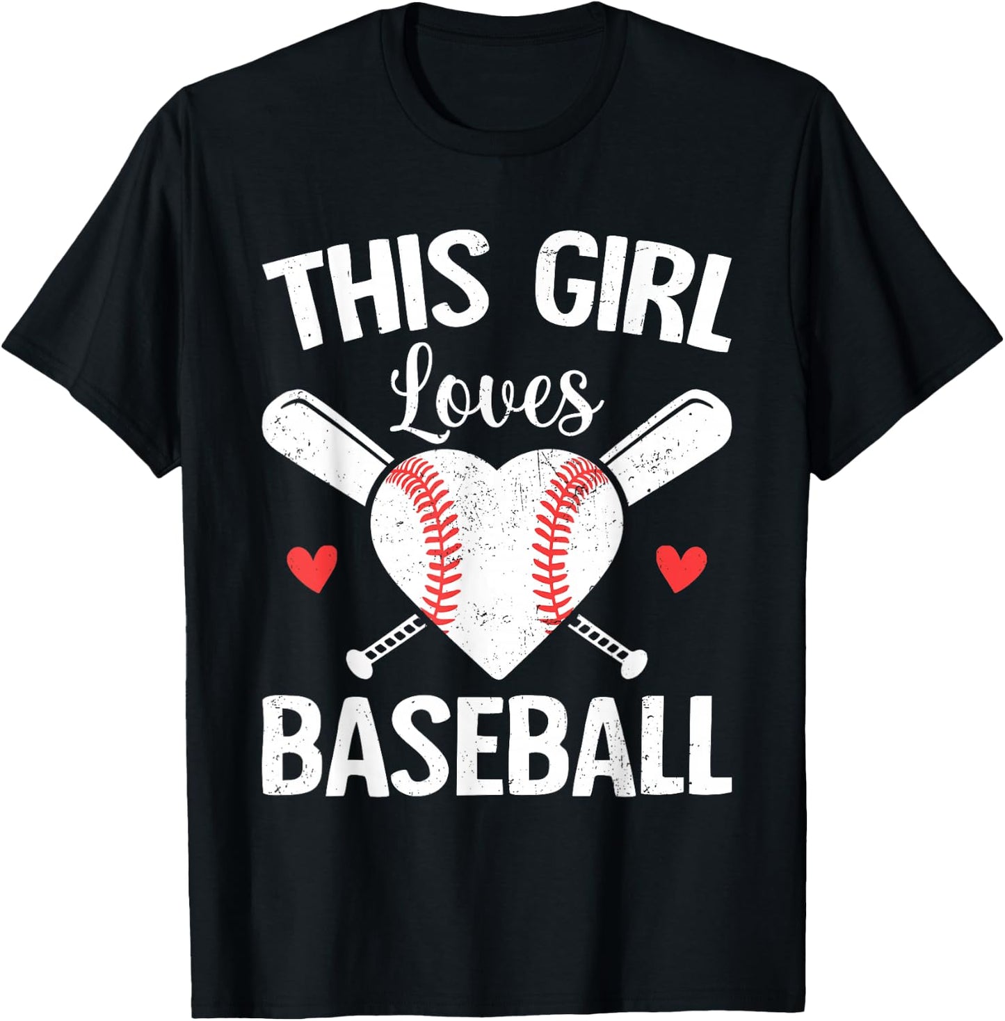 This Girl Loves Baseball Cute Baseball Girl Women T-Shirt - T-Shirt | Black