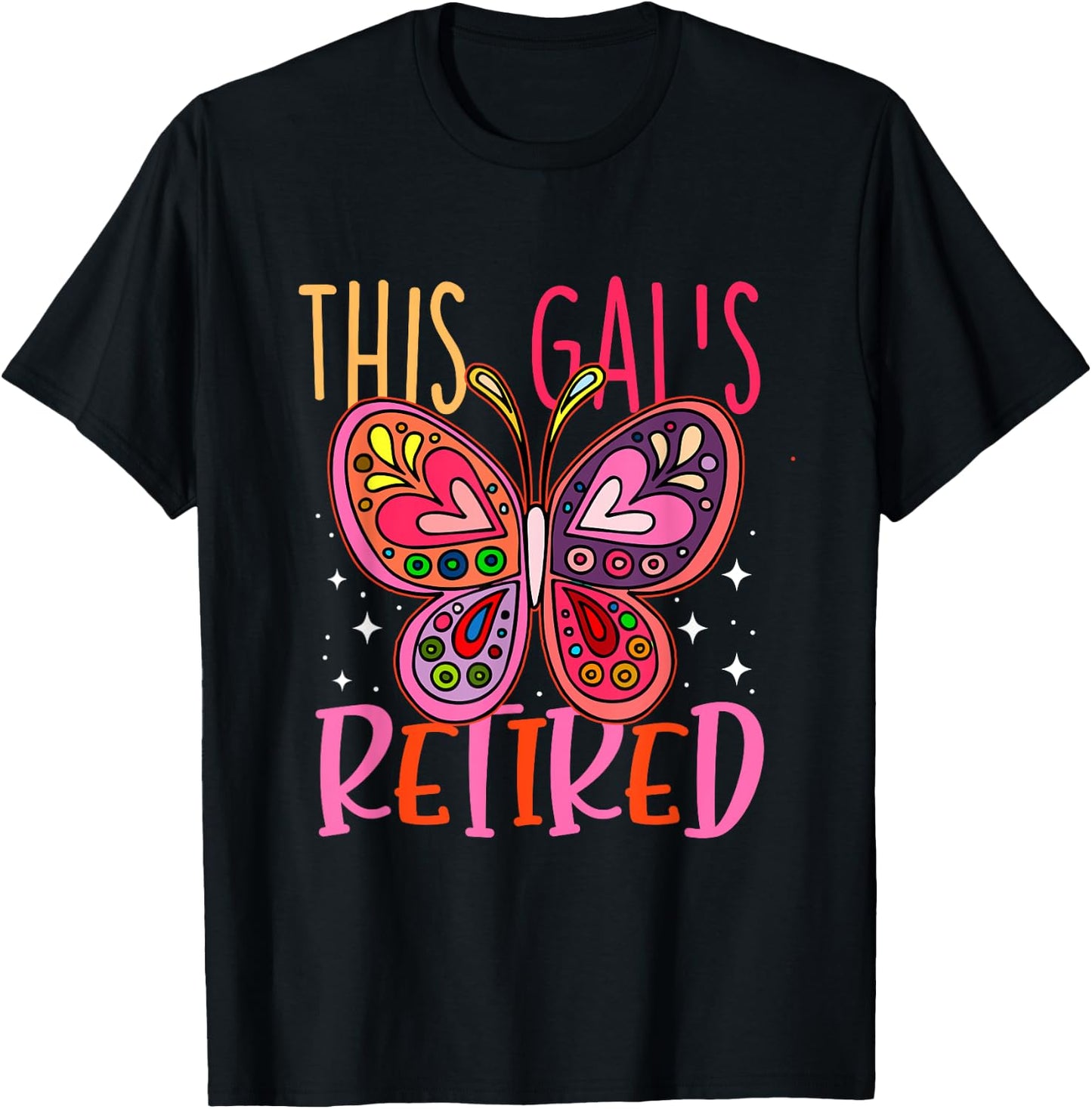 Retired 2024 Funny Retirement cute Pink Butterfly Women T-Shirt - T-Shirt | Black