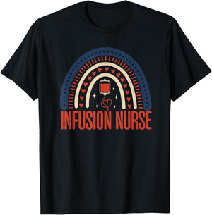 Infusion Nurse Rainbow Chemotherapy IV Dialysis Nursing RN T-Shirt - T-Shirt | Black