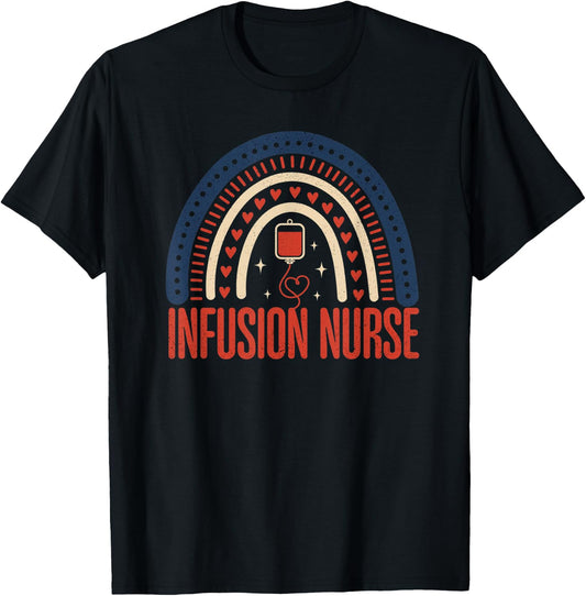 Infusion Nurse Rainbow Chemotherapy IV Dialysis Nursing RN T-Shirt - T-Shirt | Black