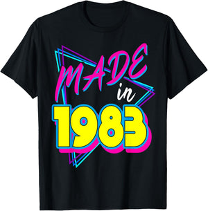 Made in 1983 38th Birthday Retro 38 Years Old 80s Vintage T-Shirt - T-Shirt | Black