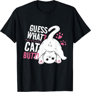 Guess What? Cat Butt! Funny Cat Saying for Cat Lovers Women T-Shirt - T-Shirt | Black