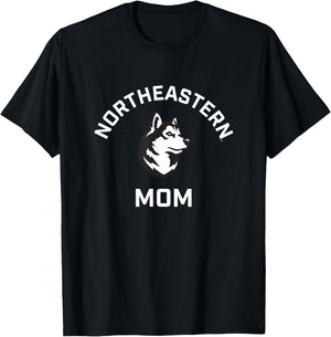 Northeastern University NEU Huskies Arched Mom T-Shirt - T-Shirt | Black