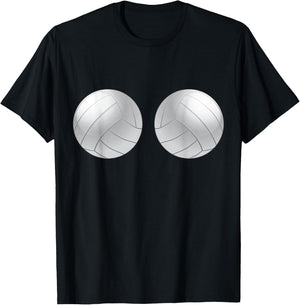 Volleyball Player Boobs Funny T-Shirt - T-Shirt | Black