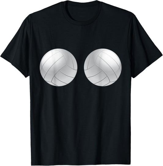 Volleyball Player Boobs Funny T-Shirt - T-Shirt | Black
