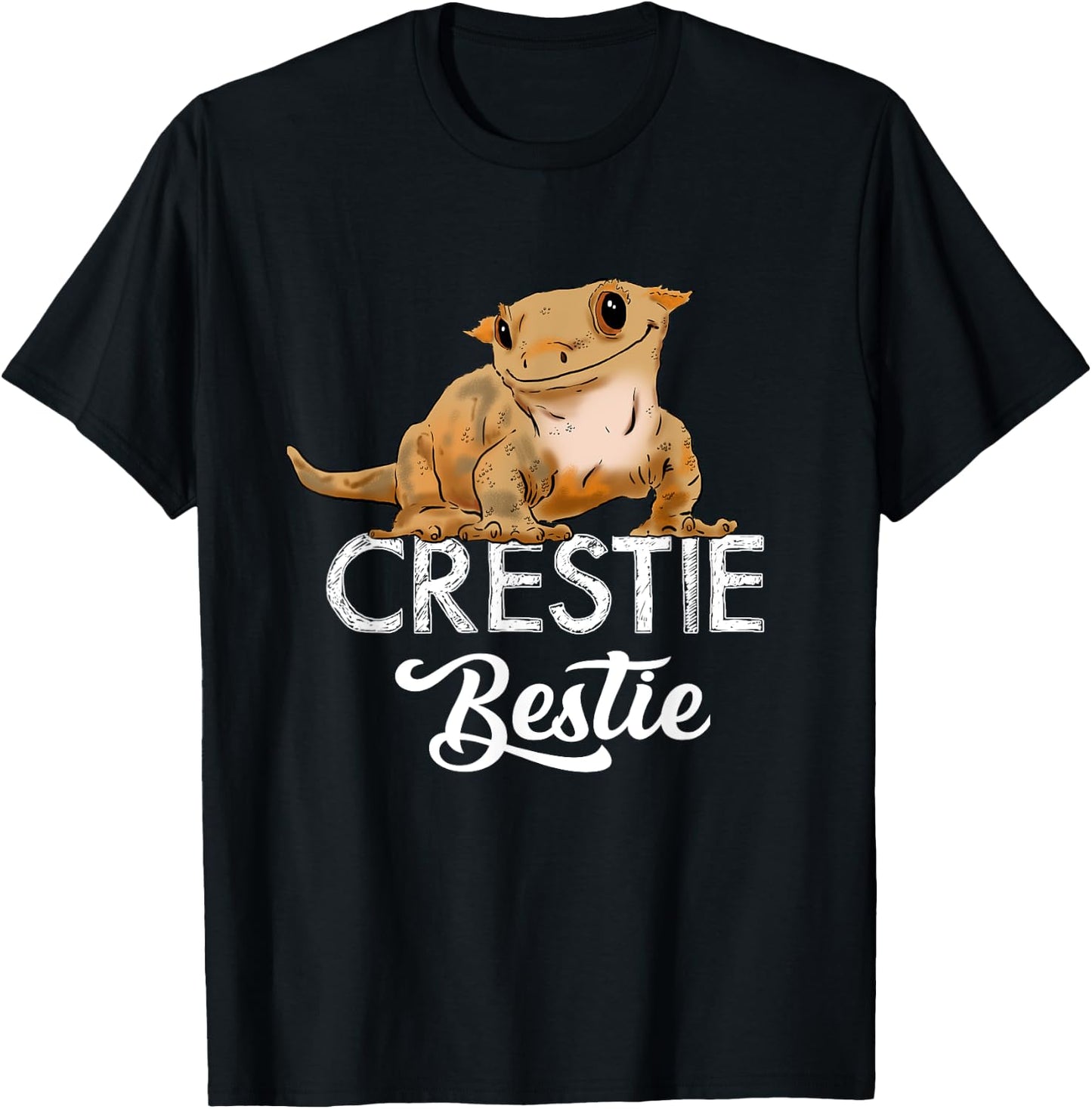 Cute Crested Gecko, Crestie Bestie, Gecko Lover, Lizards T-Shirt - T-Shirt | Black