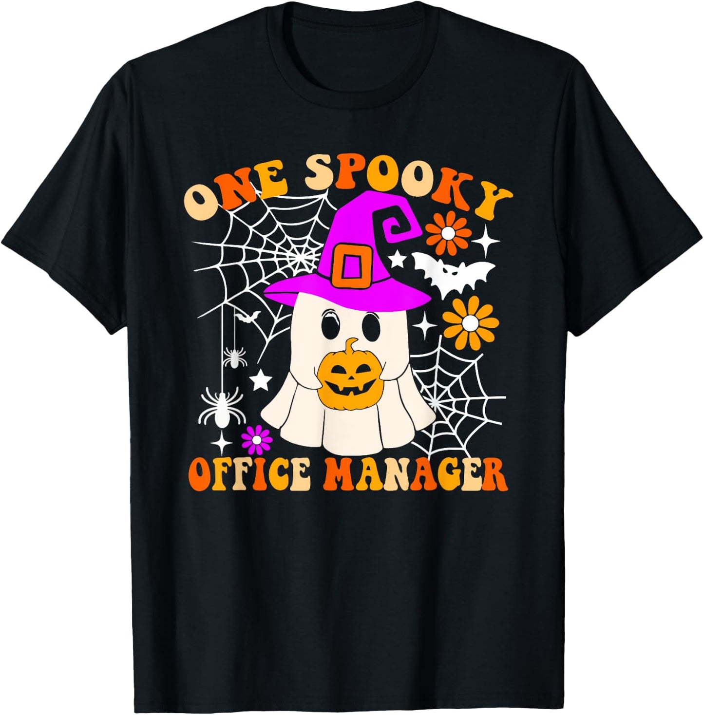 One Spooky Office Manager Funny Ghost Halloween Costume T-Shirt - T-Shirt | Black