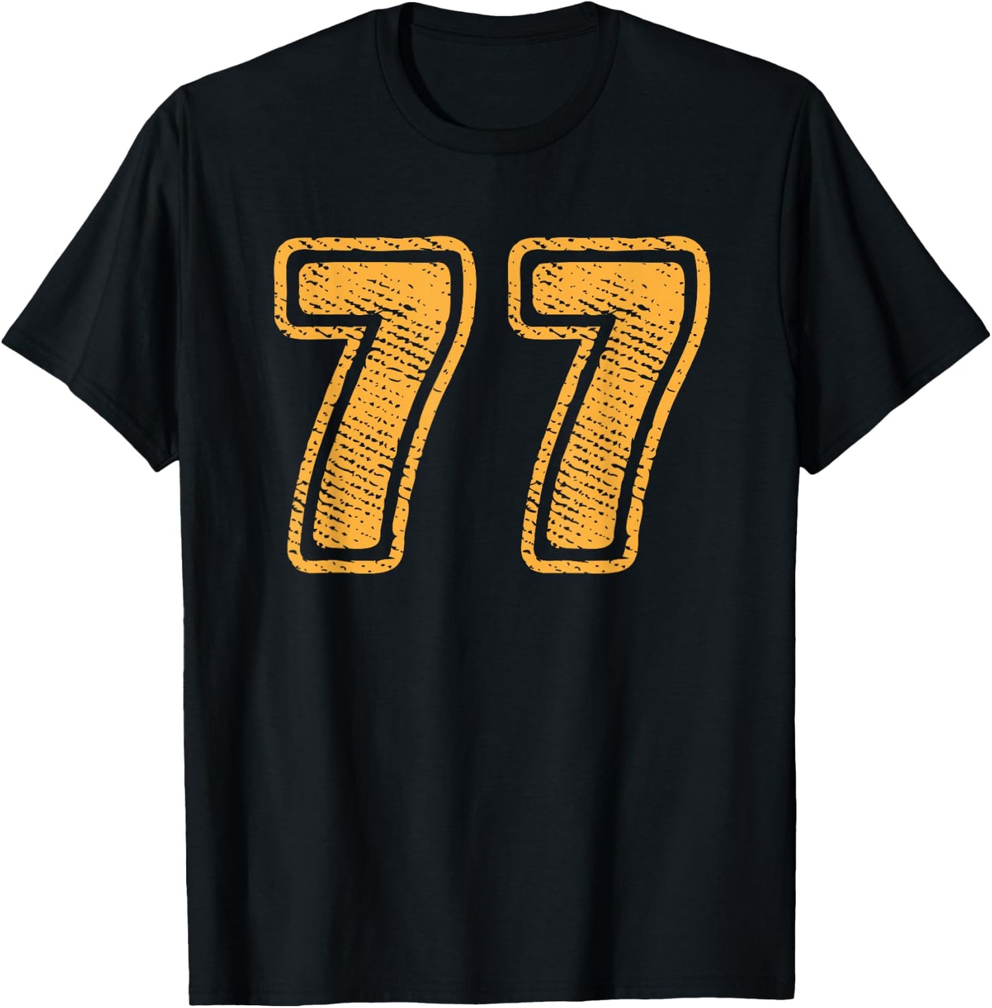 Number 77 On Front Big Bold 77 Team Group Player Matching T-Shirt - T-Shirt | Black