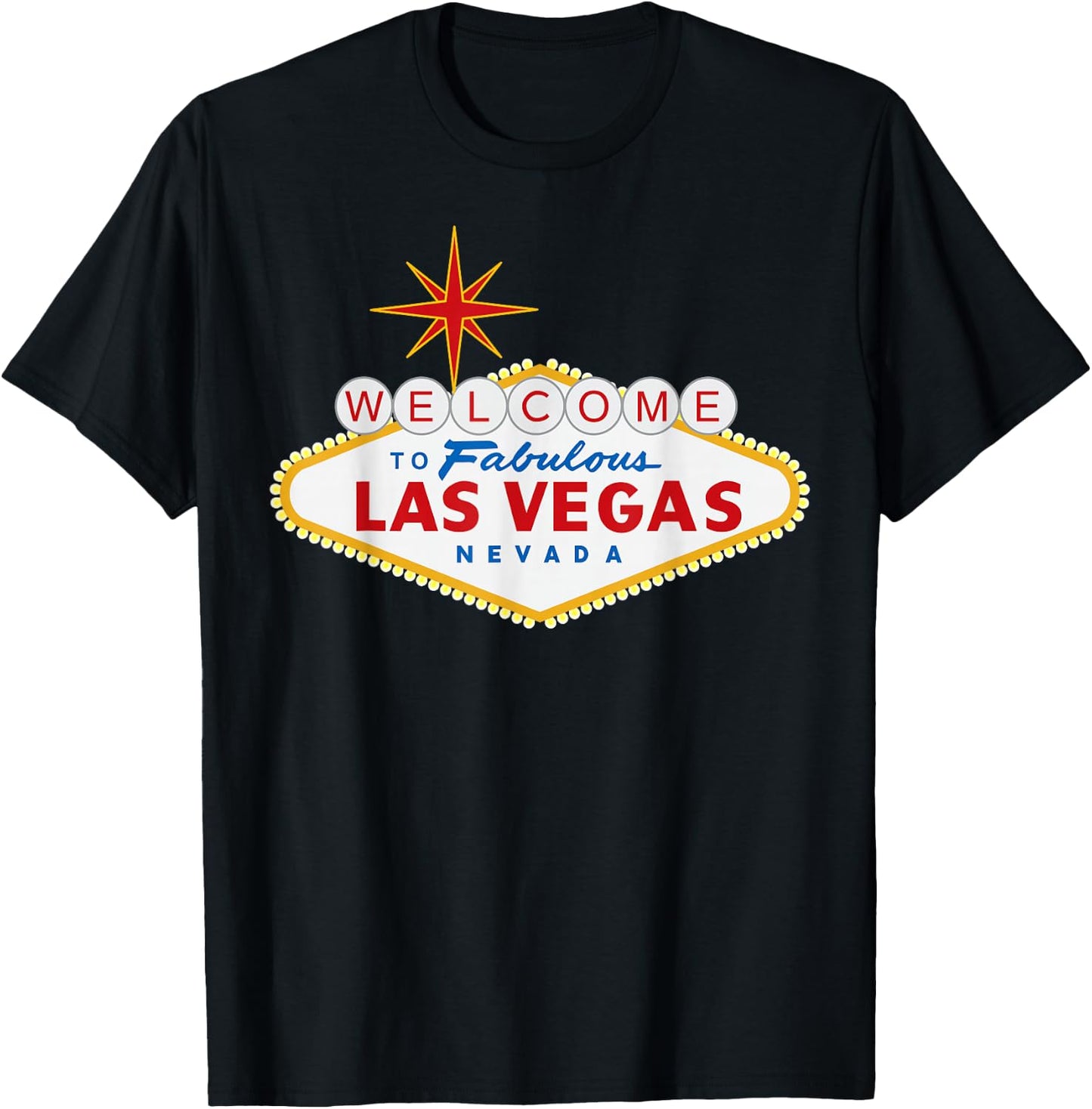 Miftees Las Vegas Welcome to Fabulous Las Vegas - Black, Small, -Adults, Short Sleeve, , Novelty Modern, Letter Print T-Shirt - T-Shirt | Black