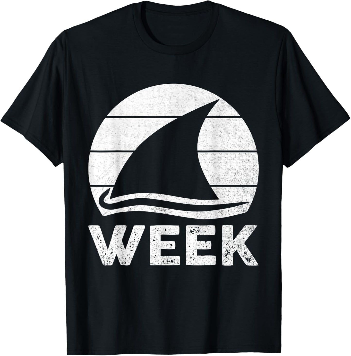 2025 Week Retro Shark Fin Lover Sea Ocean Animal Summer Trip Women Kids T-Shirt - T-Shirt | Black